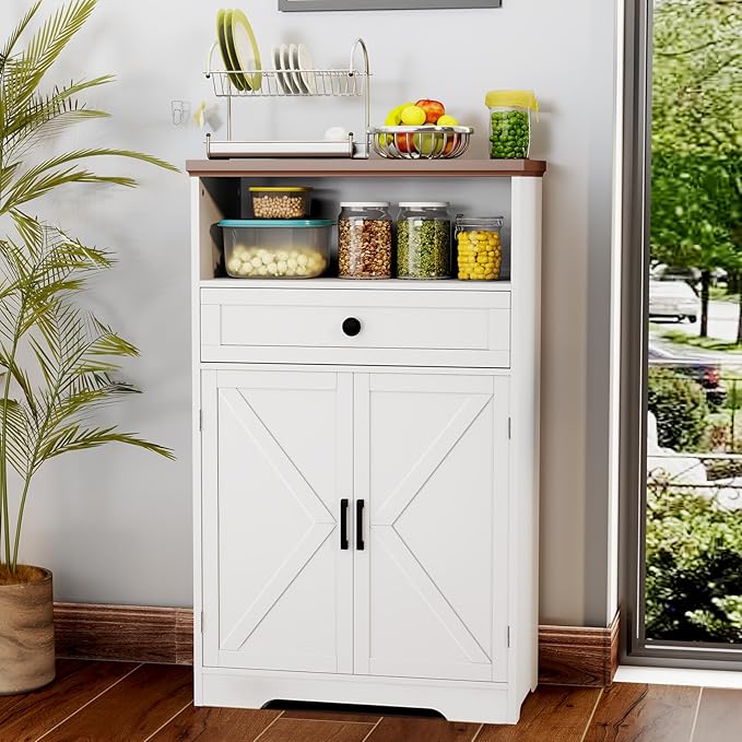 White Floor Cabinet, Farmhouse Storage Cabinet - Image 8