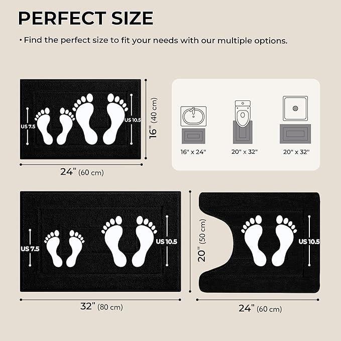 GRANNY SAYS Bathroom Rugs Sets 3 Piece, Soft Absorbent Microfiber Bath Mats - Image 2