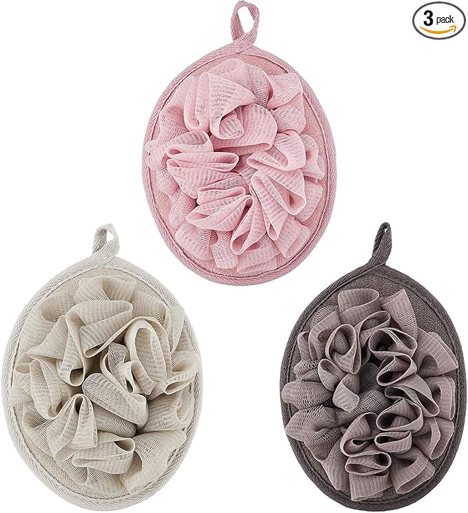 Boao 3 Pcs Bath Shower Pouf Sponge Mesh Pouf Shower Ball Exfoliating Body by Boao
