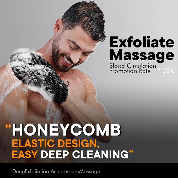Bath Mitt - Exfoliating Glove, Honeycomb Body Scrubber, Massage Body Scrub - Image 3