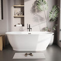 Freestanding Bathtub 67 Inch Oval Acrylic Soaker Tub – Glossy White Flared-Edge by Homfan