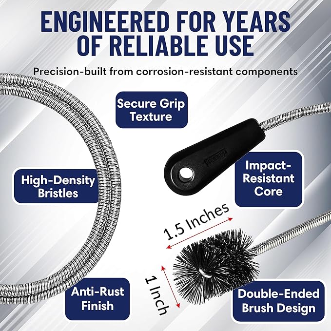48" Flexible Long Pipe Brush | AC Drain Cleaner Tool | Sink Line Unclogger | - Image 4