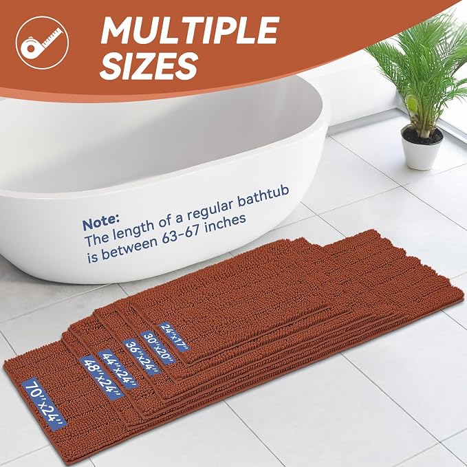 Bcoimo 36"×24" Chenille Bath Mat – Non-Slip - Image 2