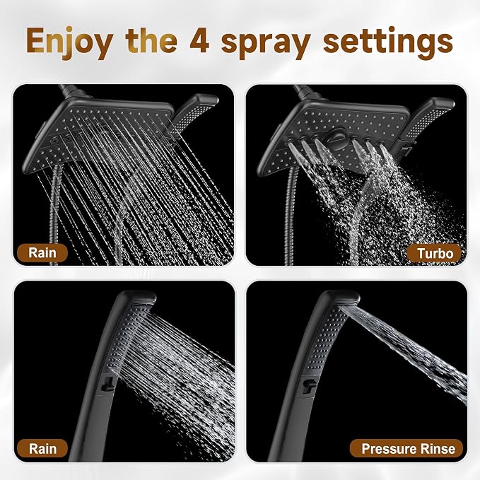 BRIGHT SHOWERS High Pressure Dual Shower Head Combo - Image 2