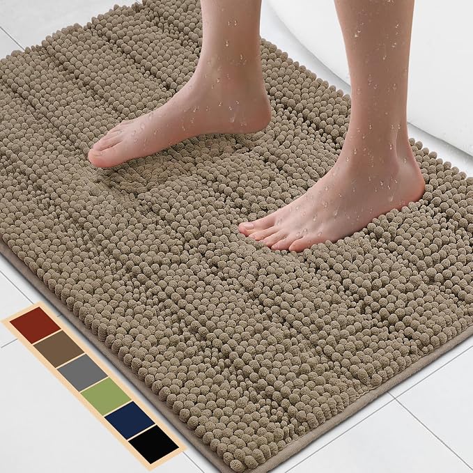 Bcoimo 30"×20" Chenille Bath Mat – Non-Slip by Bcoimo