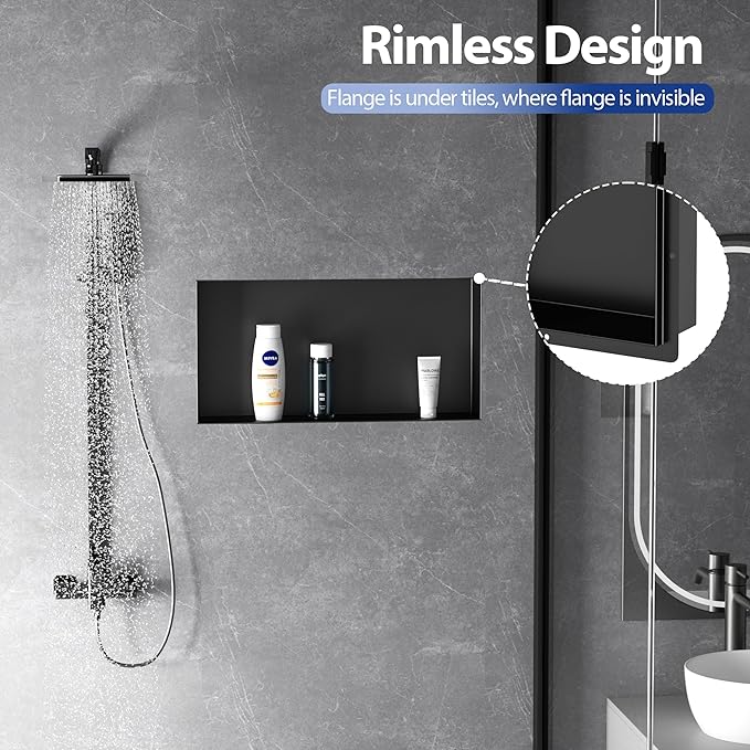 Stainless Steel Shower Niche 24" X 12", No Tile Needed Wall Niche Shower - Image 4
