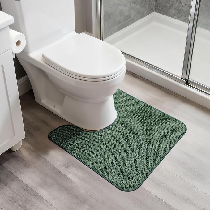Toilet Rugs U Shaped Bathroom Rug, Machine Washable Non Slip Quick Dry Super by BosapDirect