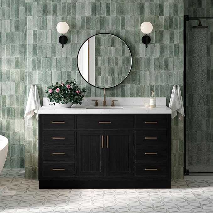 ARIEL Hepburn 60 Inch Single Rectangle Sink Bathroom Vanity by Ariel