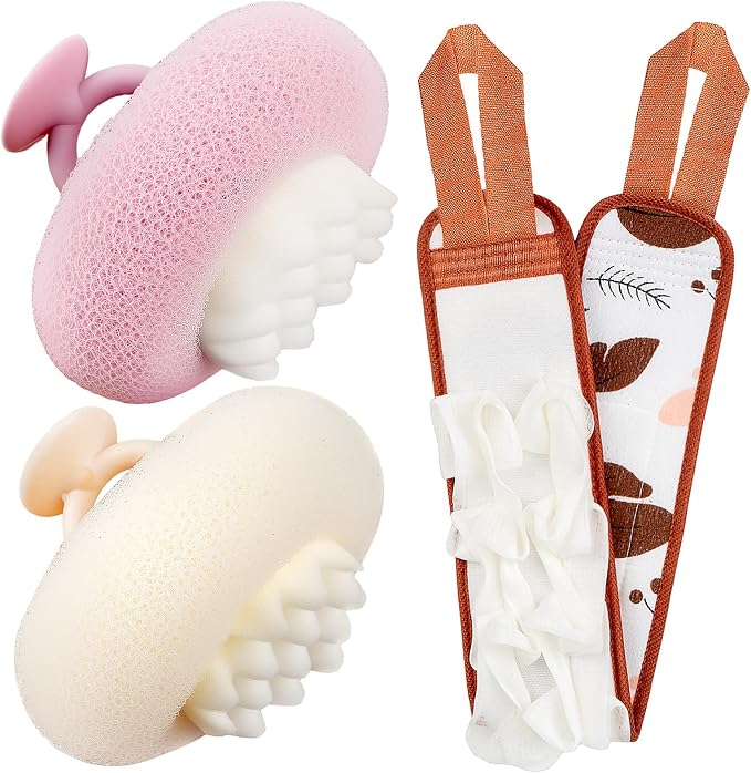 Deep Exfoliating Bath Set 3PCS: 2 Super Soft Sunflower Suction Cup Bath Balls by kullder