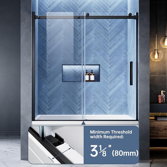 Bathtub Shower Door, 56-60" W x 60" H Frameless Single Sliding Tub Shower Door - Image 6