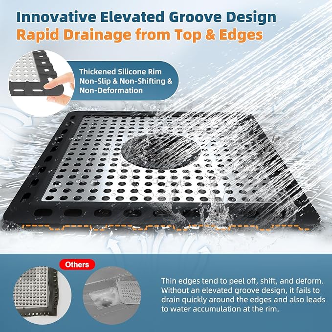 Hibbent 2 Pack Upgraded Shower Drain Hair Catcher, Shower Drain Cover - Image 4