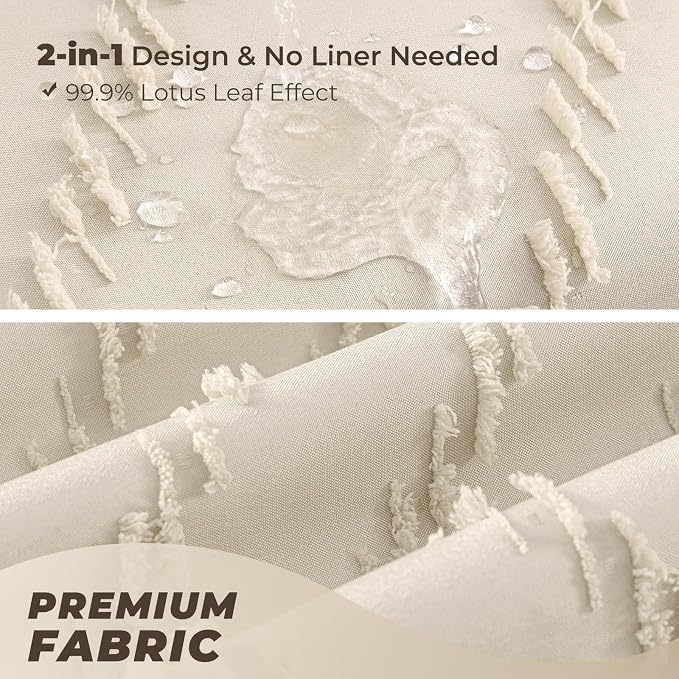 96inch Extra Long Beige Shower Curtain Modern Farmhouse Shower Curtain Bohemian - Image 3