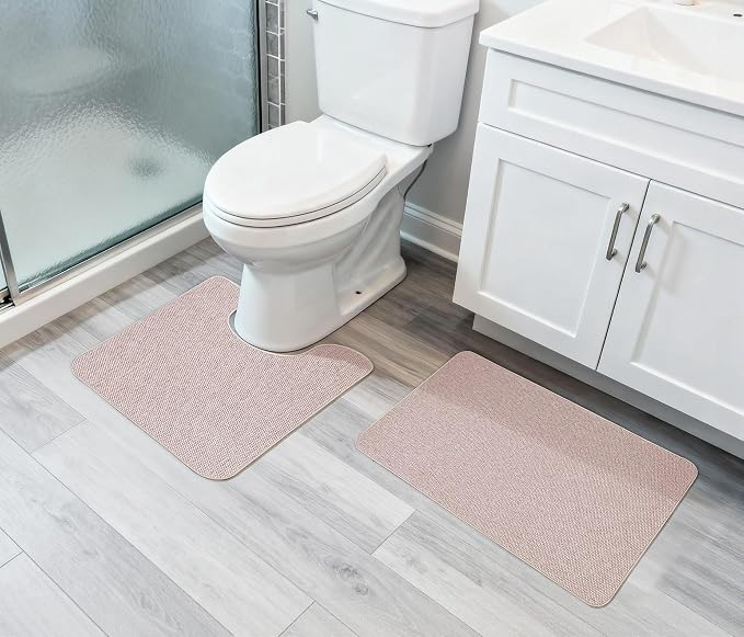 Bathroom Rugs Set 2 Pieces, Thin Bathroom Mats, Toilet Rugs, Quick Dry - Image 6