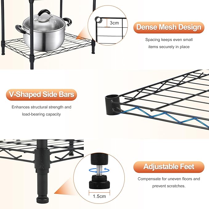 Whitmor 4 Tier Storage Shelves, Heavy Duty Metal Shelving, 400 lbs Capacity per - Image 3