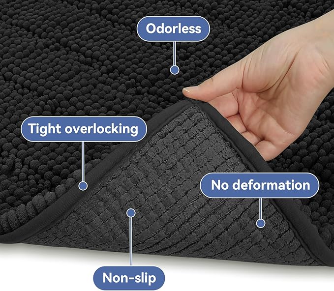 Bcoimo 70"×24" Chenille Bath Mat – Non-Slip - Image 5