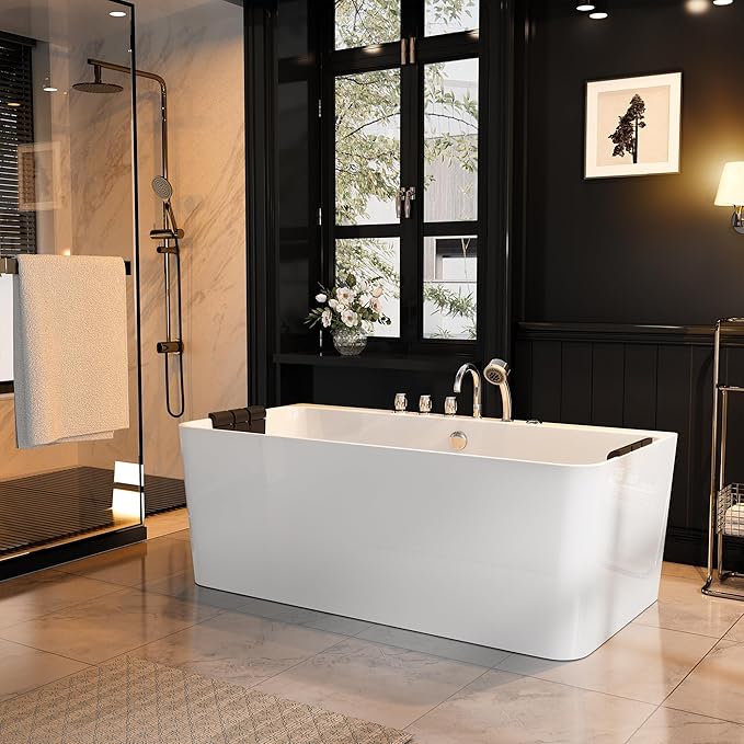 Whirlpool Bathtub 67 in. Acrylic Freestanding Bath Tub Hydromassage Gracefully - Image 3