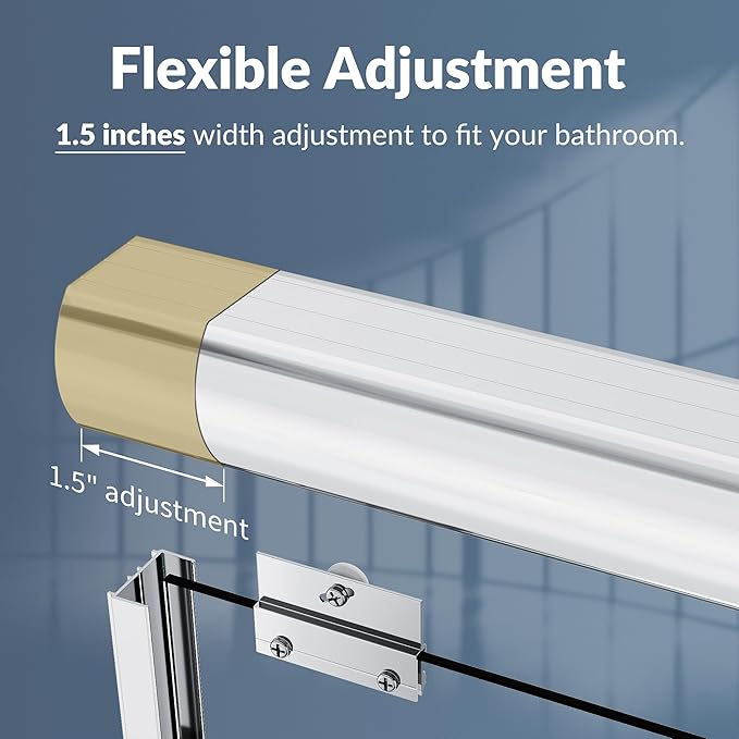 SUNNY SHOWER Doors Glass Sliding Semi-Frameless Shower Glass Door, 1/4" Clear - Image 7