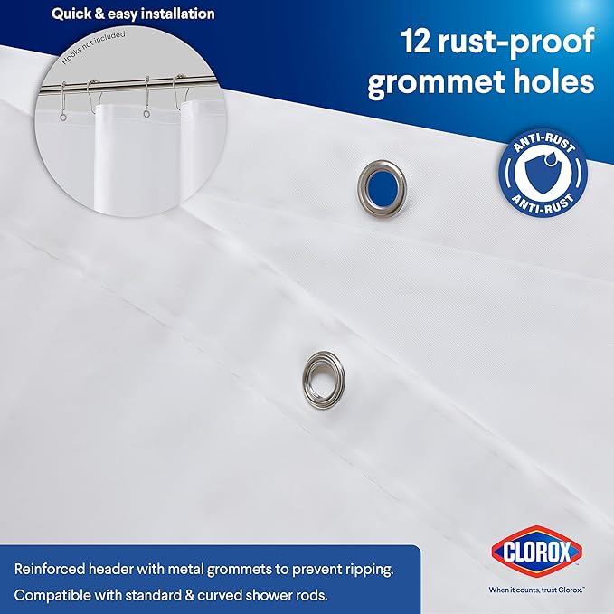 CLOROX Shower Curtain Liner, Premium Lightweight Flexible Waterproof 3g PEVA - Image 7