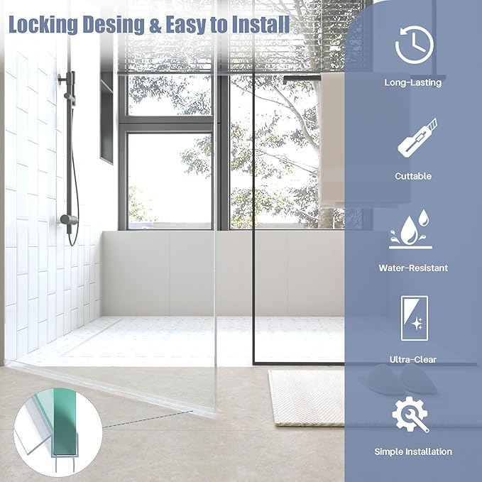 2-Pack Shower Door Bottom Seal, Ultra Clear Glass Shower Door Seal Strip - Image 4