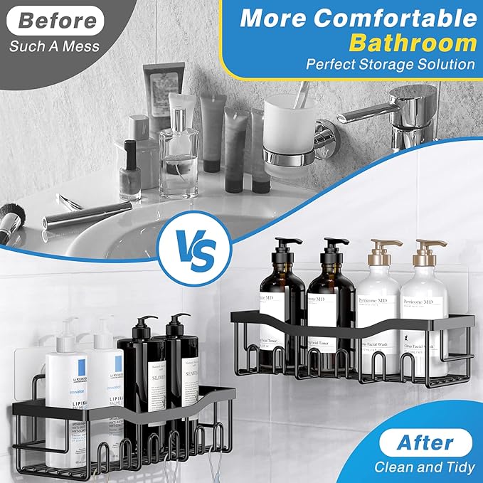 Shower Caddy 2 Pack, Adhesive Shower Organizer - Image 3