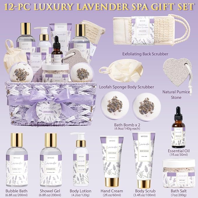 Christmas Birthday Gifts for Women, Lavender Relaxing Spa Gift Baskets for - Image 2