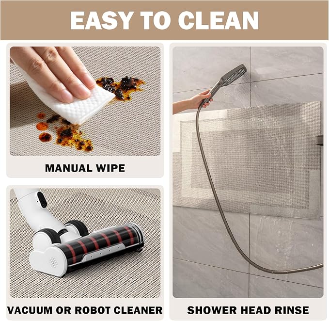 Non Slip Bath Mat, Rubber Backing Ultra Thin Bathroom Rugs Fit Under Door Quick - Image 7