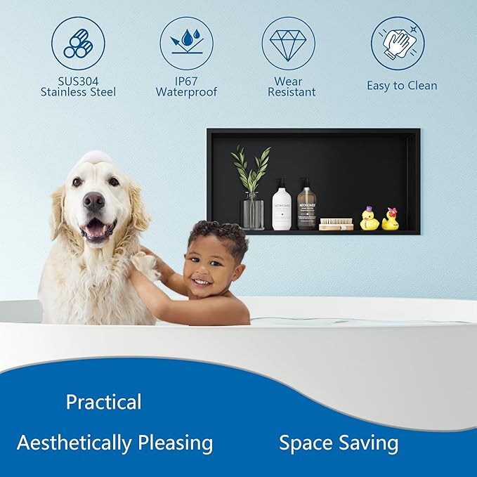 Neodrain Shower Niche, Shower Niche Bathroom Shelf, NO Tile Needed Recessed - Image 4