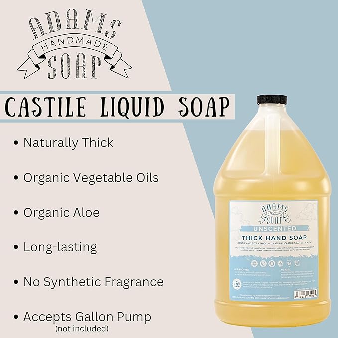 Adams Handmade Soap Thick Organic Castile Liquid Hand Soap 1 Gallon Refill- - Image 3