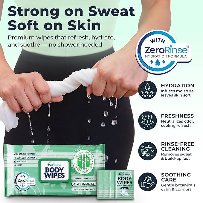 Body Wipes for Women, Extra Moist No Rinse Bathing Wipes, 100 XL Shower Cloths - Image 3