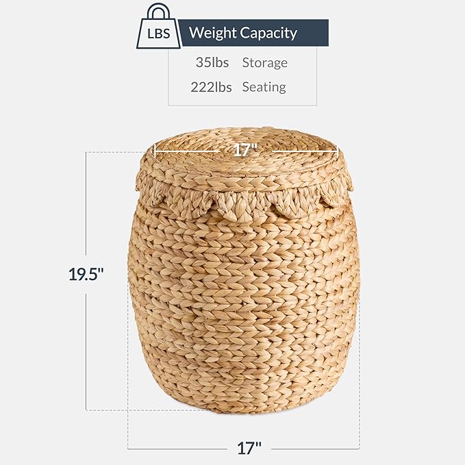 Best Choice Products Scalloped Multipurpose Hyacinth Storage Basket, Plant Décor - Image 2