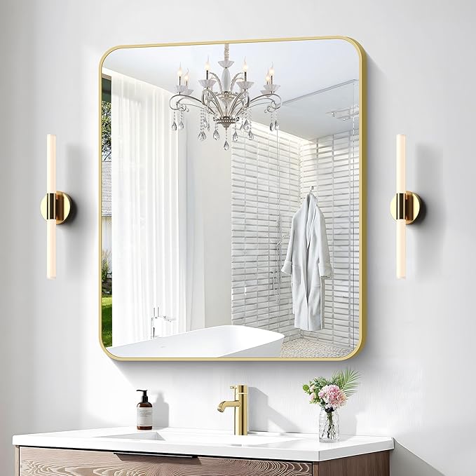 Gold Bathroom Mirror, 30x36 inch Wall Mirror - Image 3