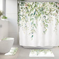 Riyidecor Green Eucalyptus 4Pcs Bathroom Shower Curtain Sets Plants Botanical by Riyidecor