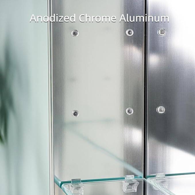 WELLFOR 16" x 30" Bathroom Medicine Cabinet, Anodized Chrome Aluminum Frame - Image 10