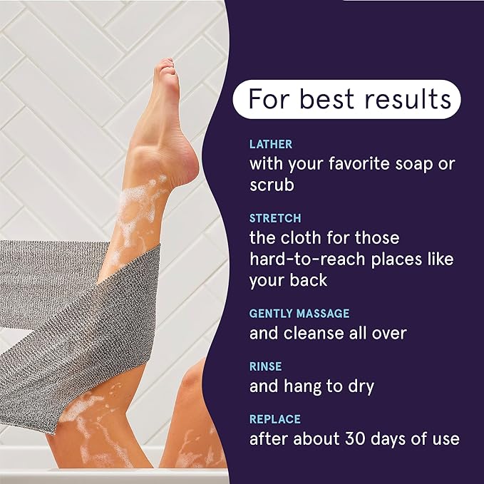 Cleanlogic Body Exfoliating Cloth, Stretchy Detox Charcoal Infused Exfoliator - Image 4