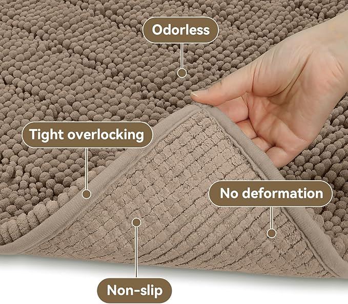 Bcoimo 24"×17" Chenille Bath Mat – Non-Slip - Image 5