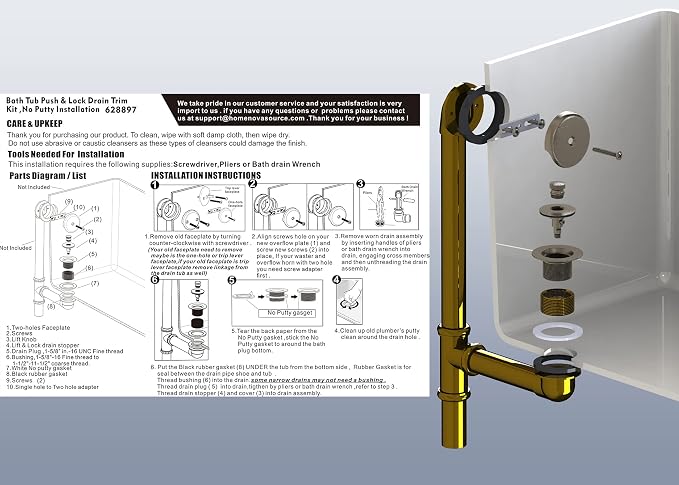 Artiwell Push & Lock Tub Trim Set - Image 6