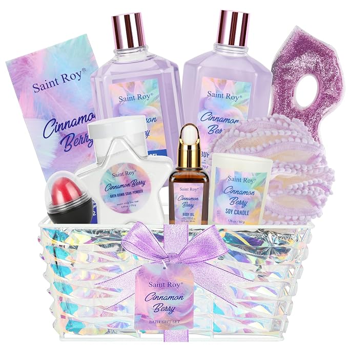 Christmas Spa Gift Set Basket for Women Cinnamon Berry, Gift Baskets, Spa Gifts by SaintRoy