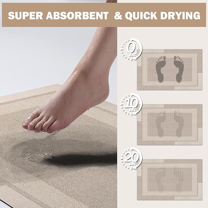 Non Slip Long Bathroom Runner Rug Bath Mat, Rubber Backing Ultra Thin Bathroom - Image 5
