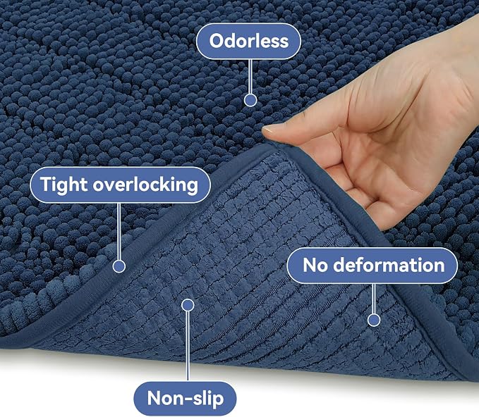 Bcoimo 70"×24" Chenille Bath Mat – Non-Slip - Image 5