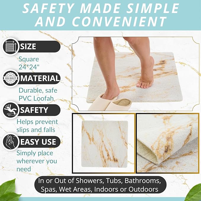 Enkosi Loofah Shower Mat Non Slip – Square Anti Slip Bath Mat - Image 2