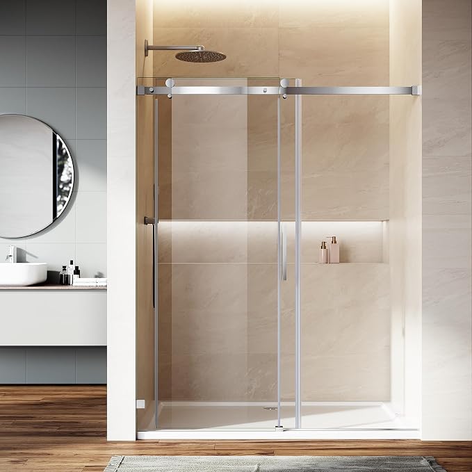 Frameless Sliding Shower Door, Sliver Finish - Image 9