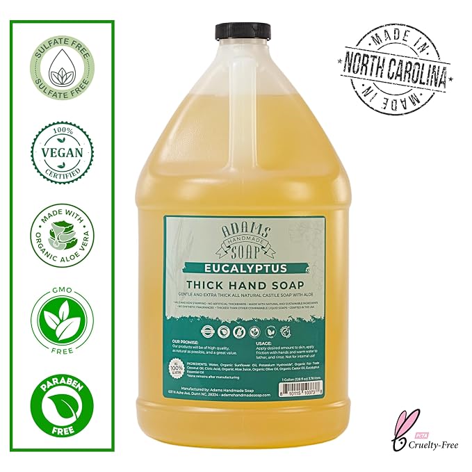 Adams Handmade Soap Thick Organic Castile Liquid Hand Soap 1 Gallon Refill - Image 2