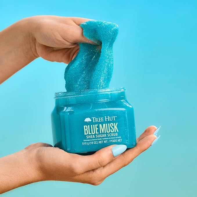 Tree Hut Blue Musk Shea Sugar Scrub, Exfoliating, Hydrating & Moisturizing Body - Image 4