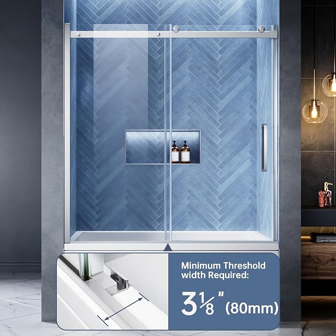 Bathtub Shower Door, 56-60" W x 60" H Frameless Single Sliding Tub Shower Door - Image 7