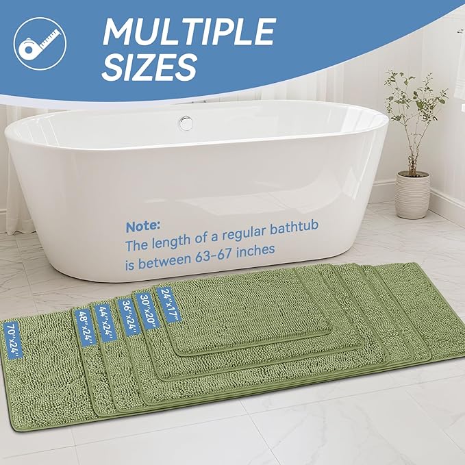 Bcoimo 48"×24" Absorbent Bath Mat, Non-Slip - Image 2