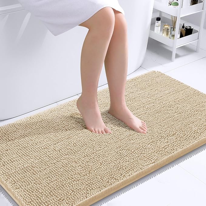 OLANLY Bathroom Rugs 44x24, Extra Soft Absorbent Chenille Bath Rugs, Rubber by OLANLY