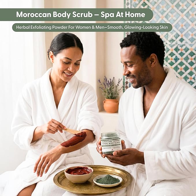 Moroccan Tebrima Herbal Exfoliating Body Scrub Powder | Natural Body Exfoliator - Image 7