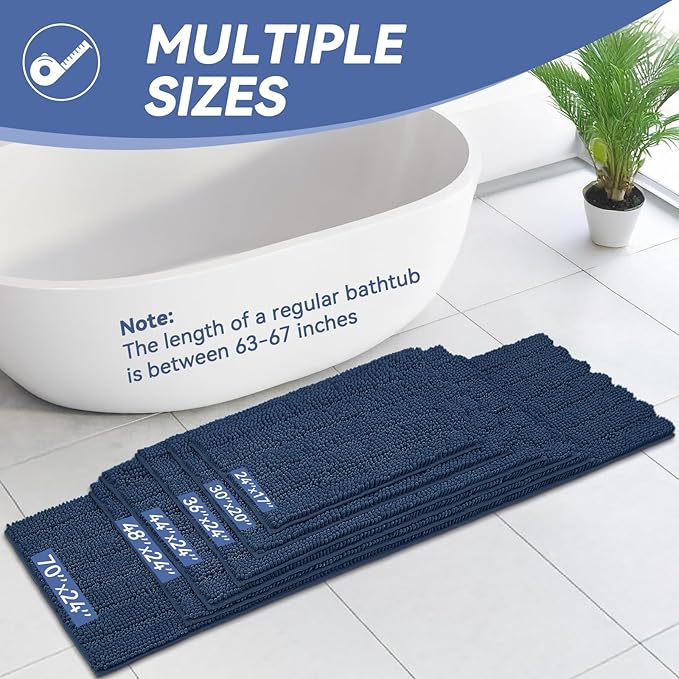 Bcoimo 70"×24" Chenille Bath Mat – Non-Slip - Image 2