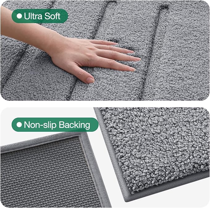 LUMI Soft Absorbent Bathroom Rugs, Non Slip Bath Mats - Image 6