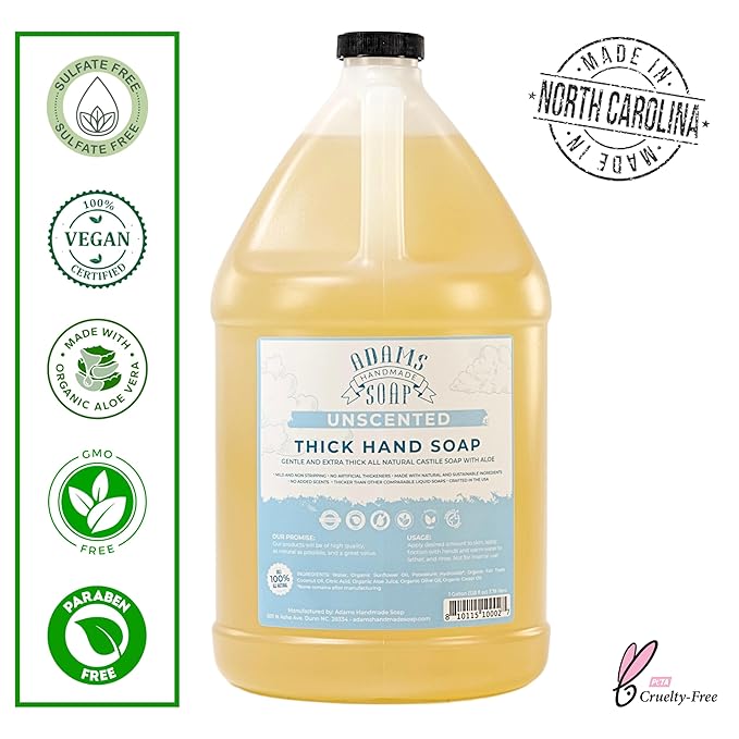 Adams Handmade Soap Thick Organic Castile Liquid Hand Soap 1 Gallon Refill- - Image 2